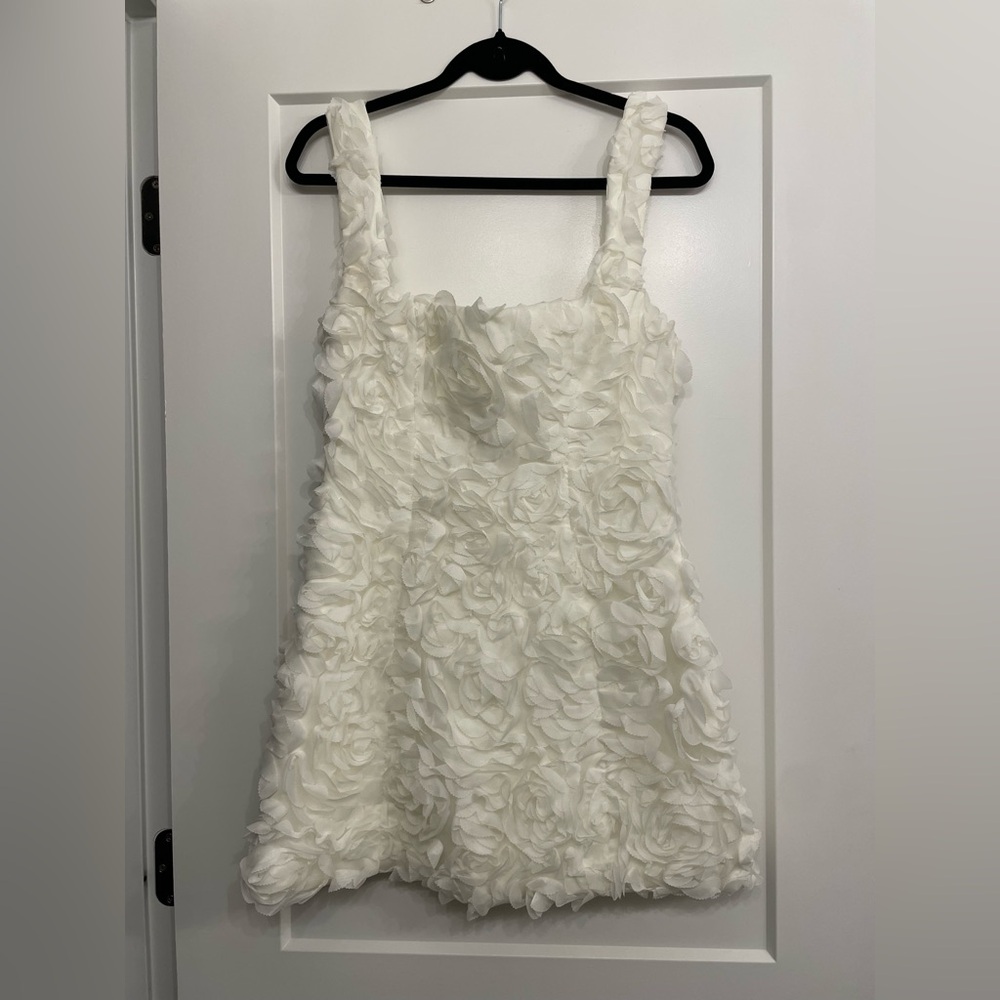 Oh Polly Floral Appliqué Corset Mini Dress in White / Worn Once / Size 6 US